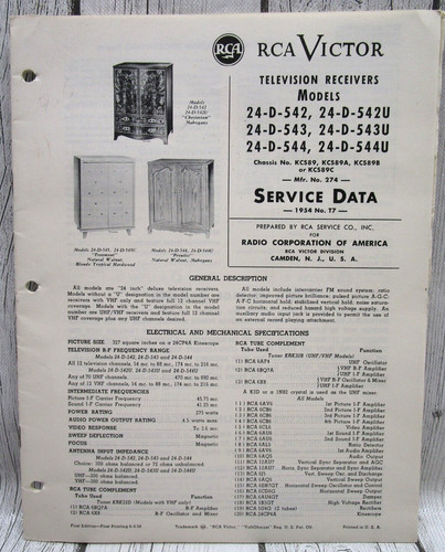 Rca victor television service - victor,